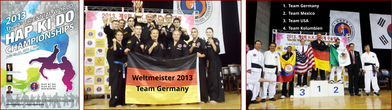 Weltmeister 2013 Team Germany 	1.	Team Germany 	2.	Team Mexico 	3.	Team USA 	4.	Team Kolumbien